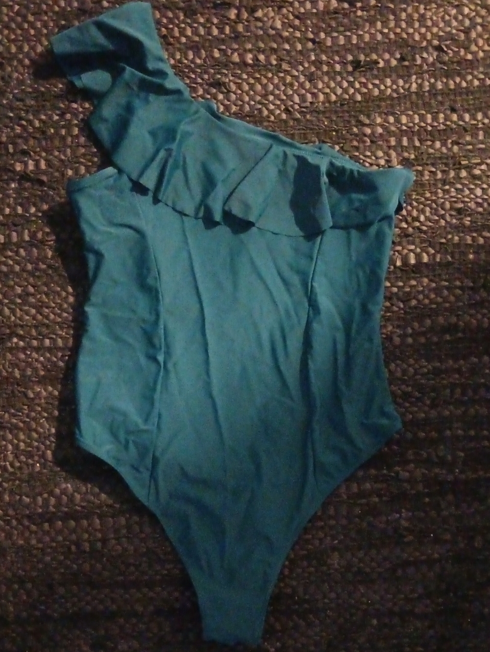 Women's One-Shoulder Green One-Piece Swimsuit Sz L